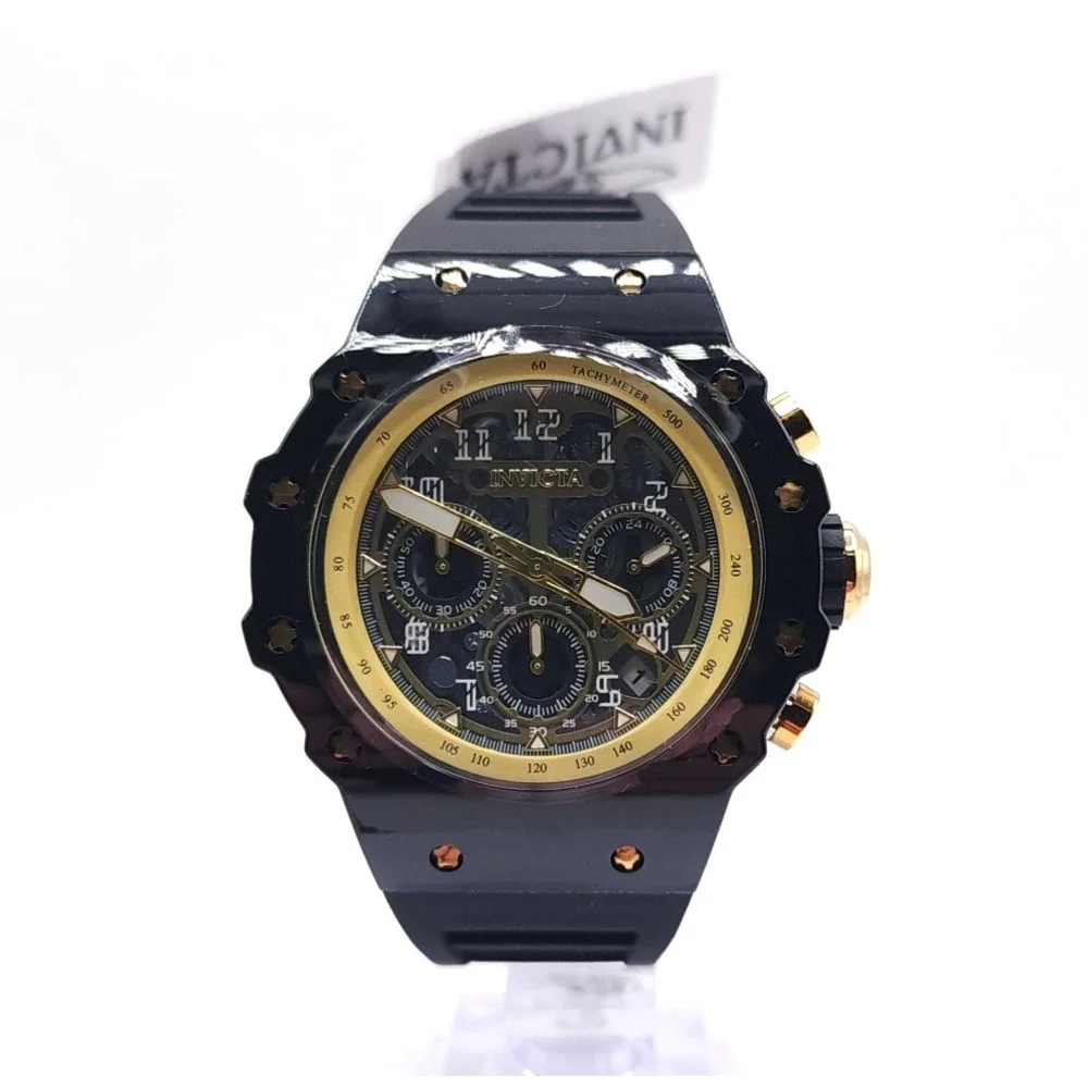 Invicta Racing Vaulthan 69662 Men's Watch Black Gold 44mm New